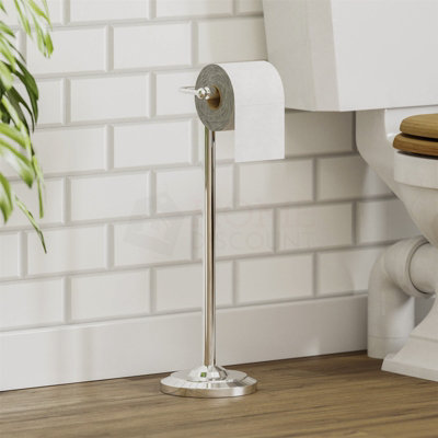  - Toilet Paper Roll Holder Floor Free Standing Stainless Steel Chrome Bathroom