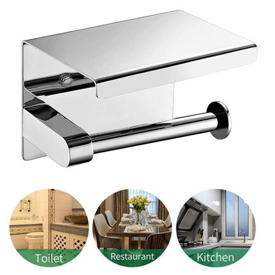 New Toilet Paper Roll Holder Wall-Mounted With Mobile Phone Storage Bathroom Shelf from B&Q
