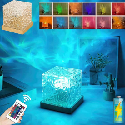 B&Q Remote Aurora Projector Lamp Cube Northern S Dynamic Water Wave Uk Light