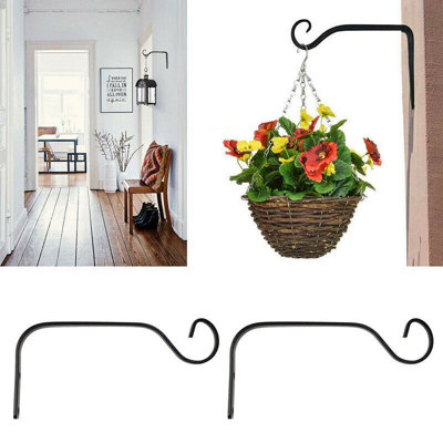  - 2Pcs Heavy Duty Metal Hanging Basket Brackets Plant Hanger Hook Wall Decor Garden