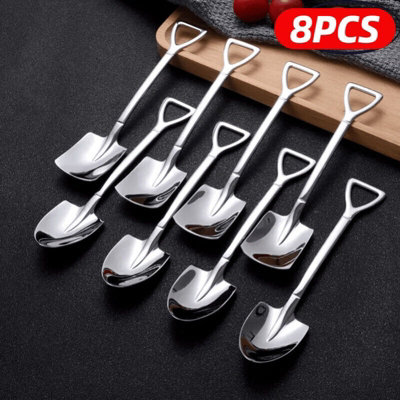 8Pcs Stainless Steel Shovel Spoon Silver Coffee Tea Cake Ice Cream Spoon Set Uk from B&Q