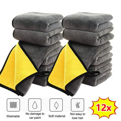 Car Cleaning Towels 12Pcs Drying Wash Cloth Microfibre Super Absorbent Towel Set from B&Q