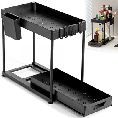  - Under Sink Storage Organiser Shelf Spice Rack Pull Out Drawer Kitchen/bath 2Tier