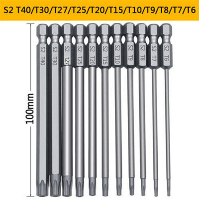  - 11Pc Long Reach Torx Star Hex Security Bit Set Tamper Proof Screwdriver Bit Hole