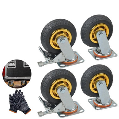 4X 6" Inch Heavy Duty Swivel Caster Wheels Castor 1000Kg Load2 With Brakes Uk from B&Q