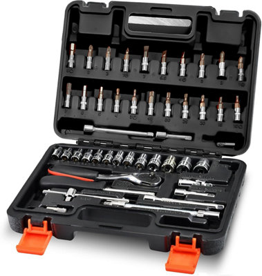 53Pcs/set Flexible Socket Kit 1/4" Ratchet Wrench Drive Car Repairing Tools Uk from B&Q