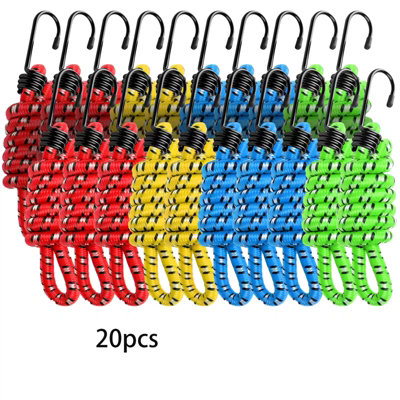 20Pcs Heavy Duty Long Bungee Cords 40Cm-1M Elastic Luggage Straps With Hooks Car from B&Q