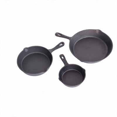  - Set Of 3 Cast Iron Non Stick Skillet Griddle Cooking Pan Pre-Seasoned Frying Pan