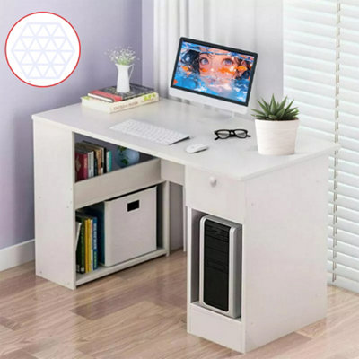 Computer Desk H Shaped Pc Laptop Gaming Table W/ Book Shelves Bookcase Uk