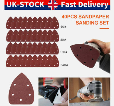 40Pcs Mouse Sanding Sheets For Black And Decker Mouse Palm Sander Pads Sandpaper from B&Q