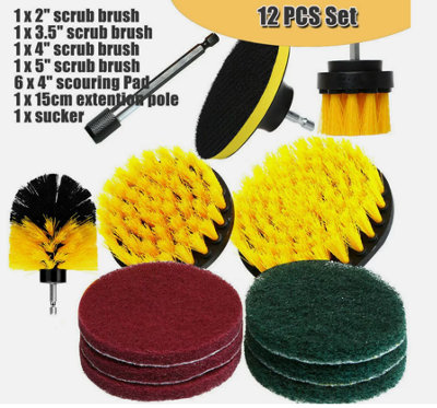 Set Of 12 Drill Cleaning Brush Power Drill Attachment Grout Tile Cleaner Scrub from B&Q