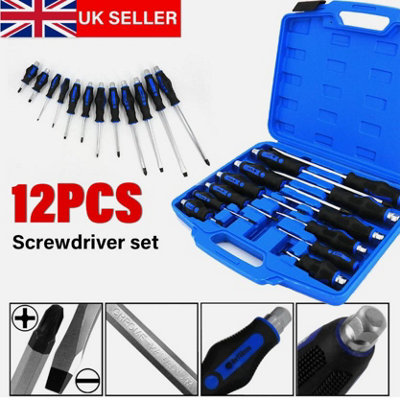 Magnetic Screwdriver Set Heavy Duty Phillips& Slotted Go Through Drivers from B&Q