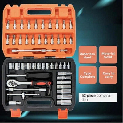 53Pcs/set Flexible Socket Kit 1/4" Ratchet Wrench Drive Car Repairing Tools Case from B&Q