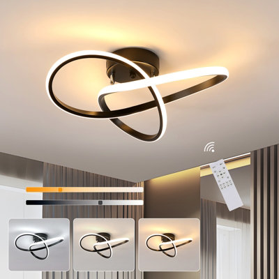 B&Q -  Dimmable Black Led Ceiling Light36W 40Cm Aluminum Fixture With Remote Control