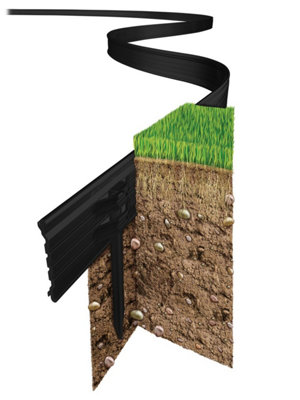 Swift Edge Garden EdgingLawnsBordersPathwaysPlotsFlowerbedsLandscapingAluminium 100mm Tall18M PackBlack from B&Q