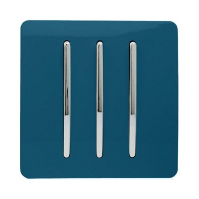 Trendiswitch Midnight 3 Gang 1 Or 2 Way Switch Blue/Light