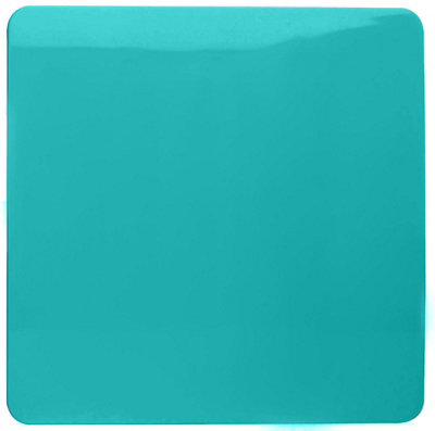 Trendiswitch Trendi Artistic Modern Glossy Tactile Single Blanking Plate Bright Teal from B&Q