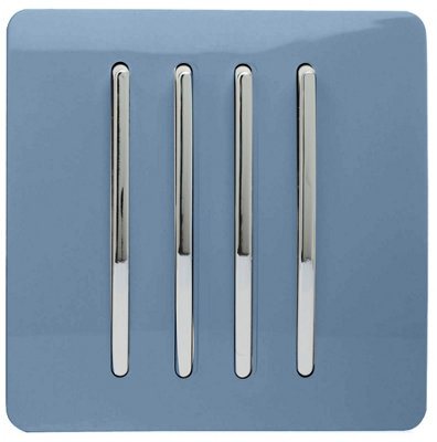 Trendiswitch Trendi 4 Gang 2 Way Artistic Modern Glossy 10 Amp Rocker Tactile Light Switch Sky from B&Q
