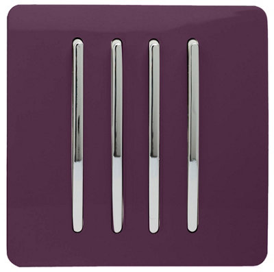 Trendiswitch Trendi 4 Gang 2 Way Artistic Modern Glossy 10 Amp Rocker Tactile Light Switch Plum from B&Q