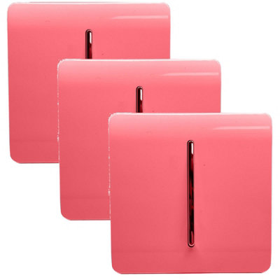 Trendiswitch Trendi 1 Gang 2 Way 10 Amp Rocker Chrome Switch Glossy Strawberry (3 Pack) Light