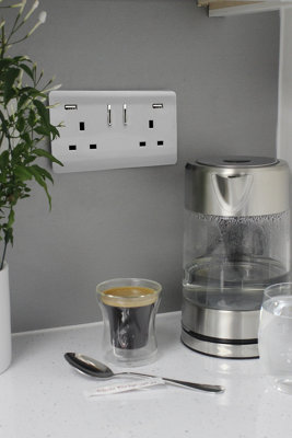 Trendiswitch Brushed Steel 2 Gang Usb 3100Ma Socket from B&Q