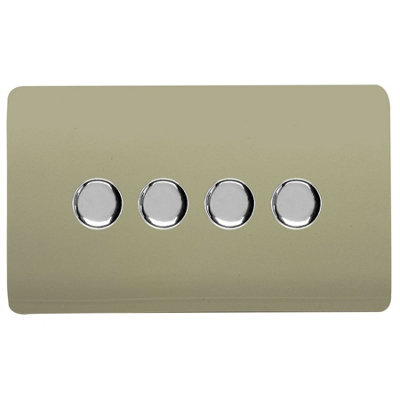 Trendiswitch Trendi Switch 4 Gang 1 Or 2 Way 150W Rotary Led Dimmer Light Switch In Champagne Gold Light/Gold
