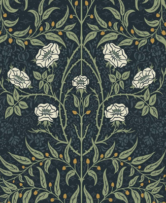 Stenciled Floral Vintage Peel And Stick Wallpaper from B&Q