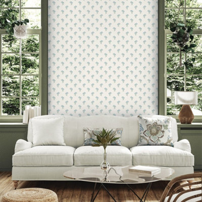Galerie Blue Lotus Motif Wallpaper from B&Q