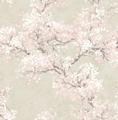 Cherry Blossom Grove Floral Peel And Stick Wallpaper from B&Q