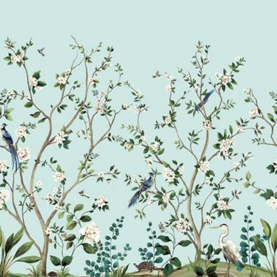 Galerie Daisy Bennett Blue Heron Botanical Mural from B&Q