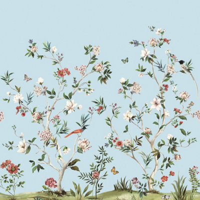 Galerie Daisy Bennett Blue Chinoiserie Magnolia Mural from B&Q
