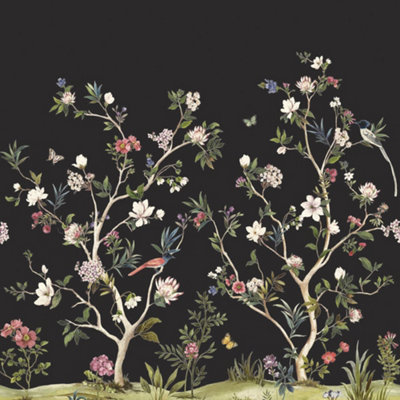 Galerie Daisy Bennett Black Chinoiserie Magnolia Mural from B&Q