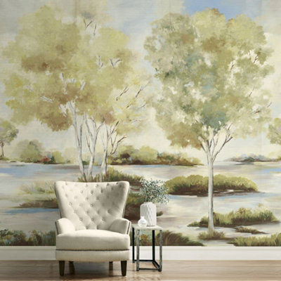 Galerie Daisy Bennett Green Savannah Grasscloth Mural from B&Q
