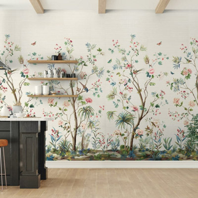 Galerie Daisy Bennett Grey Charleston Garden Grasscloth Mural from B&Q