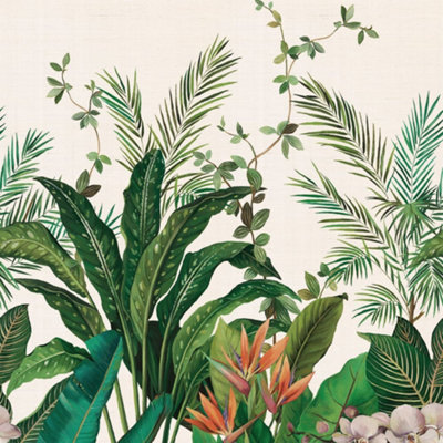 Galerie Daisy Bennett Green Bird Of Paradise Grasscloth Mural from B&Q