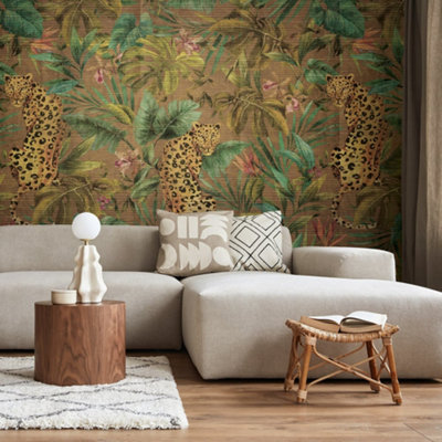 Galerie Daisy Bennett Bronze Brown Exotica Grasscloth Mural from B&Q