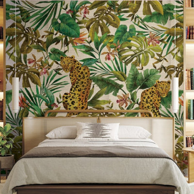 Galerie Daisy Bennett Green Exotica Grasscloth Mural from B&Q