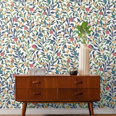 Galerie Mulberry Tree Multicoloured Floral Leaf Wallpaper Roll from B&Q
