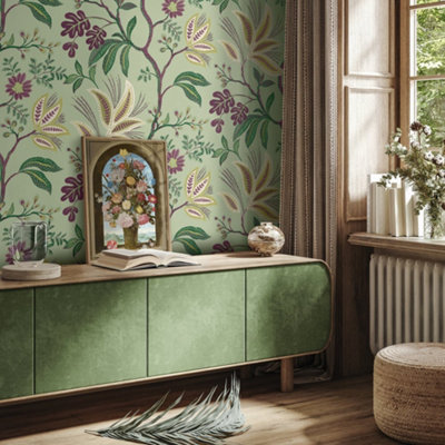 Galerie Mulberry Tree Green Tree Leaf Wallpaper Roll from B&Q