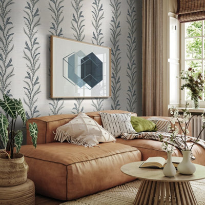 Galerie Mulberry Tree Cream Fern Leaf Sisal Grasscloth Wallpaper Roll from B&Q