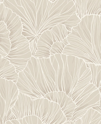 B&Q -  Galey Alix Latte Coral Way Peel And Stick Wallpaper