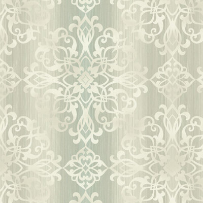 Wallquest Designer Wallpapers Camden Glitter Damask Sage Wallpaper Classic Feature Wall from B&Q