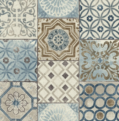 Faux Moroccan Tile Peel And Stick Wallpaper from B&Q