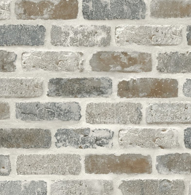 Washed Faux Brick Peel And Stick Wallpaper from B&Q