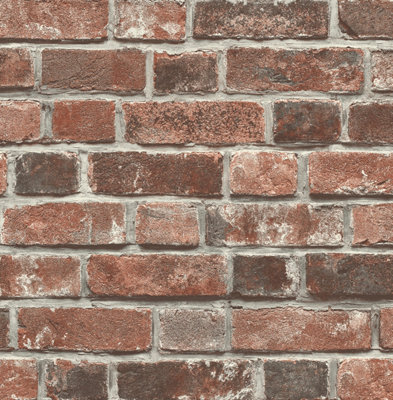 Distressed Faux Brick Peel And Stick Wallpaper from B&Q