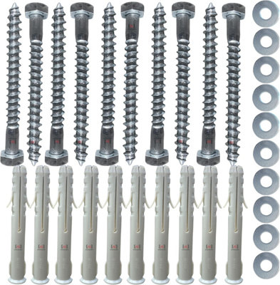 Inbrackets Heavy Duty M8X80mm Masonry Wall Screws With Plugs And Washers For Tv Bracket Satellite Dish And Shelf Mount Pack Of 10 from B&Q