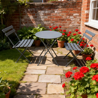  - Metal Bistro Bistro SetFloral Patio Folding Table And Chairs Set Of 2