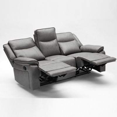 Manual Recliners Sofa3 Seater Sectional Recliner Couches SetGrey from B&Q