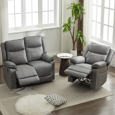 Manual Recliners SofaRecliner Couches SetArmchair + Loveseat SetGrey from B&Q