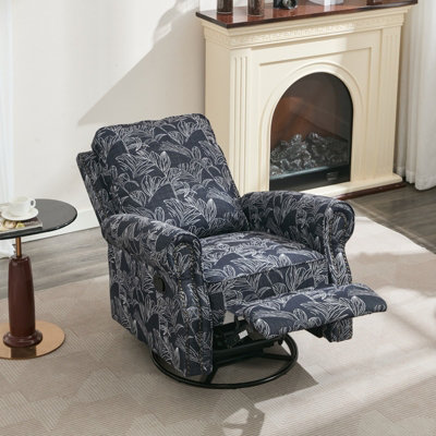  - Recliner Armchair360 Degrees Swivel Single Sofa With Adjustable Backrest And FootrestNavy
